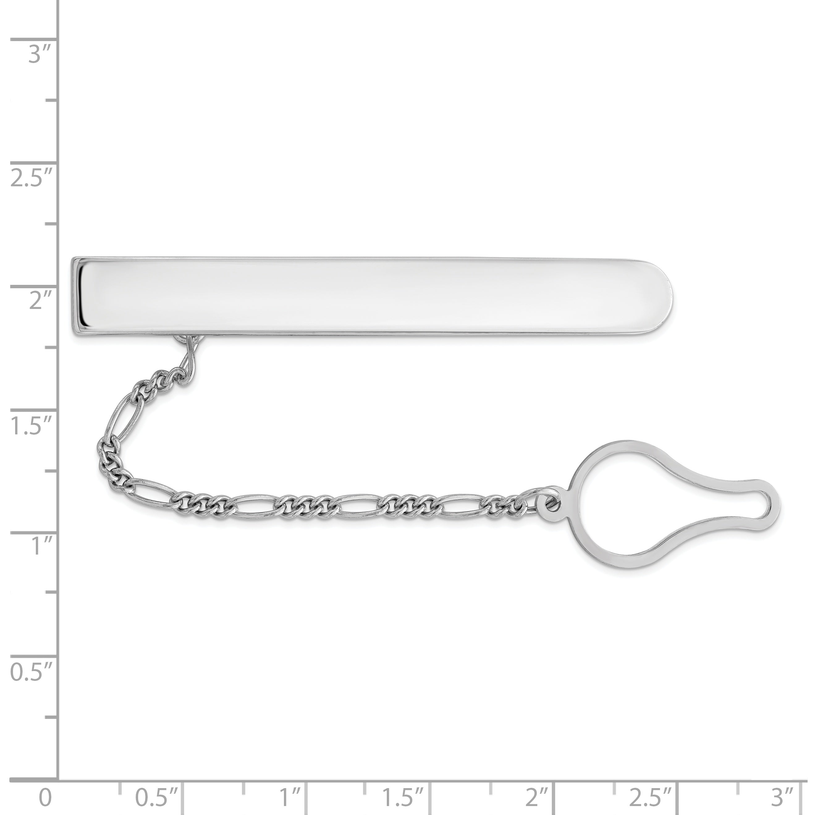 Sterling Silver 925 Tie Clip with Rhodium Polished Finish Engravable