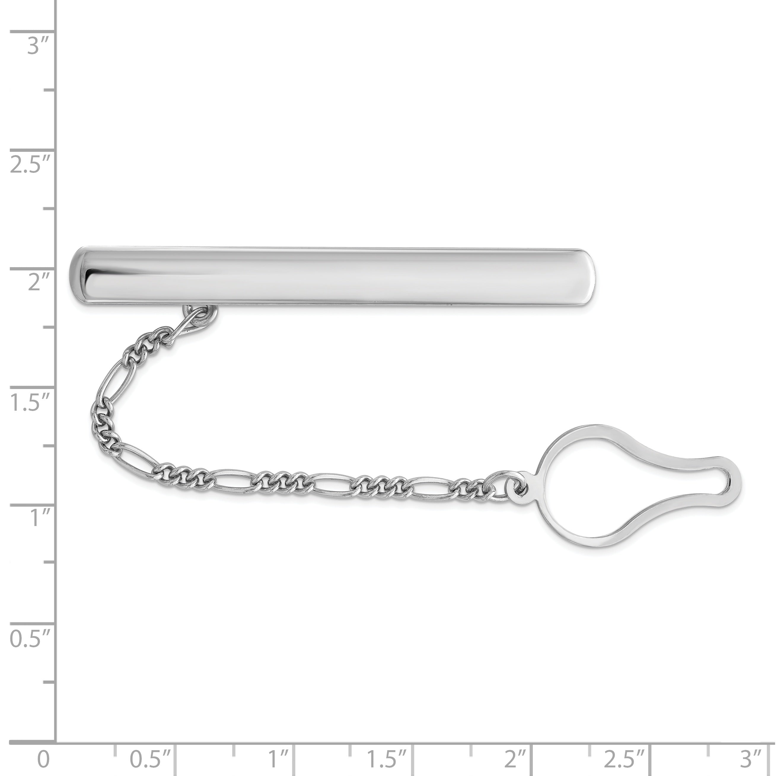 Sophia Jewelers Men's Polished Sterling Silver Rhodium Plated Tie Clip