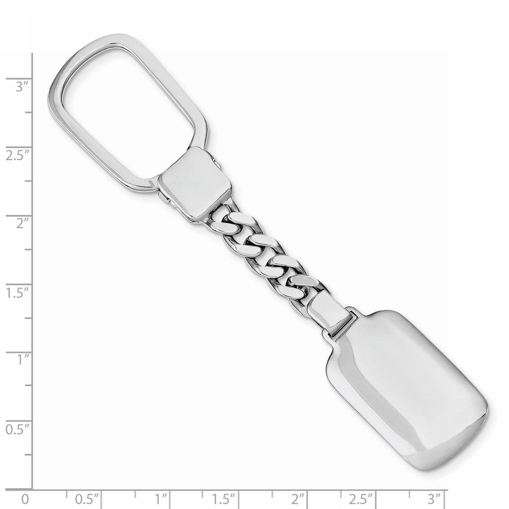 Sterling Silver 925 Rhodium Plated Unisex Key Chain with Engravable Charm Secondary image