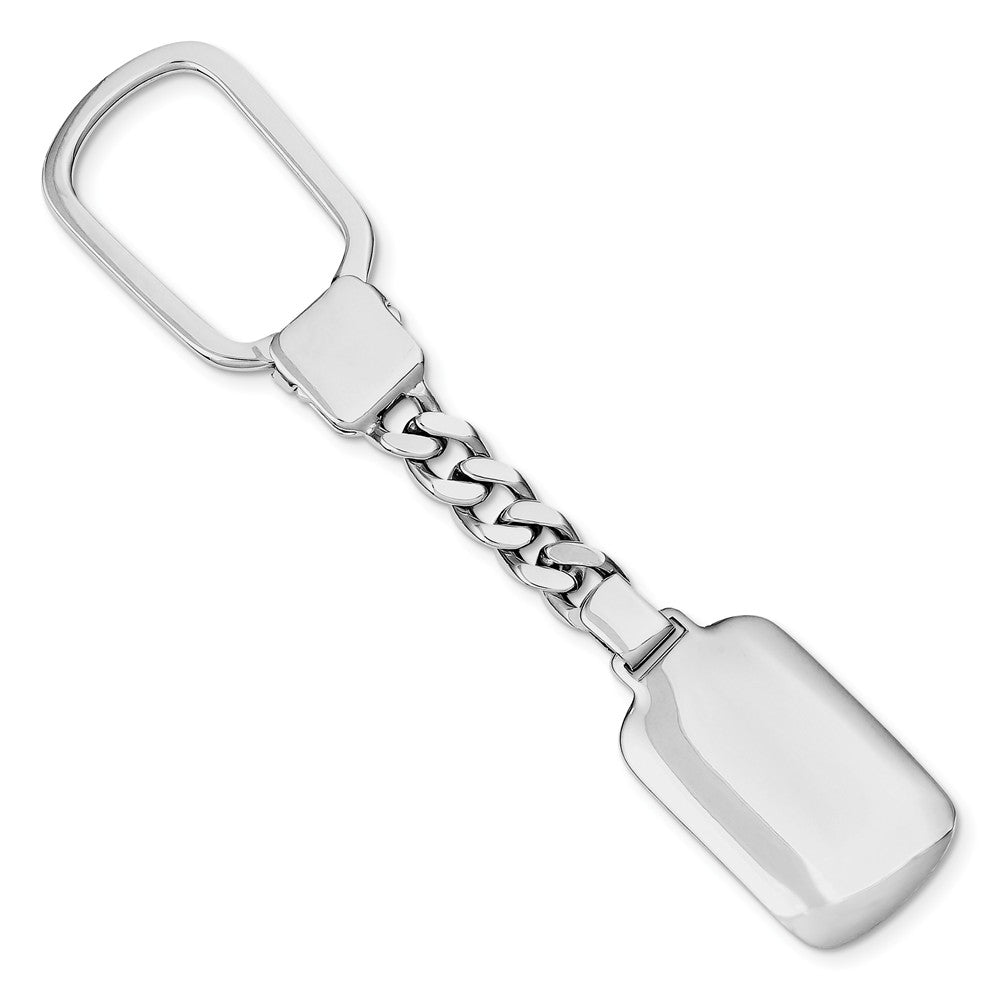 Sterling Silver 925 Rhodium Plated Unisex Key Chain with Engravable Charm Main image