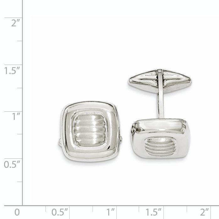Sterling Silver 925 Men's Cuff Links with Polished & Satin Finish