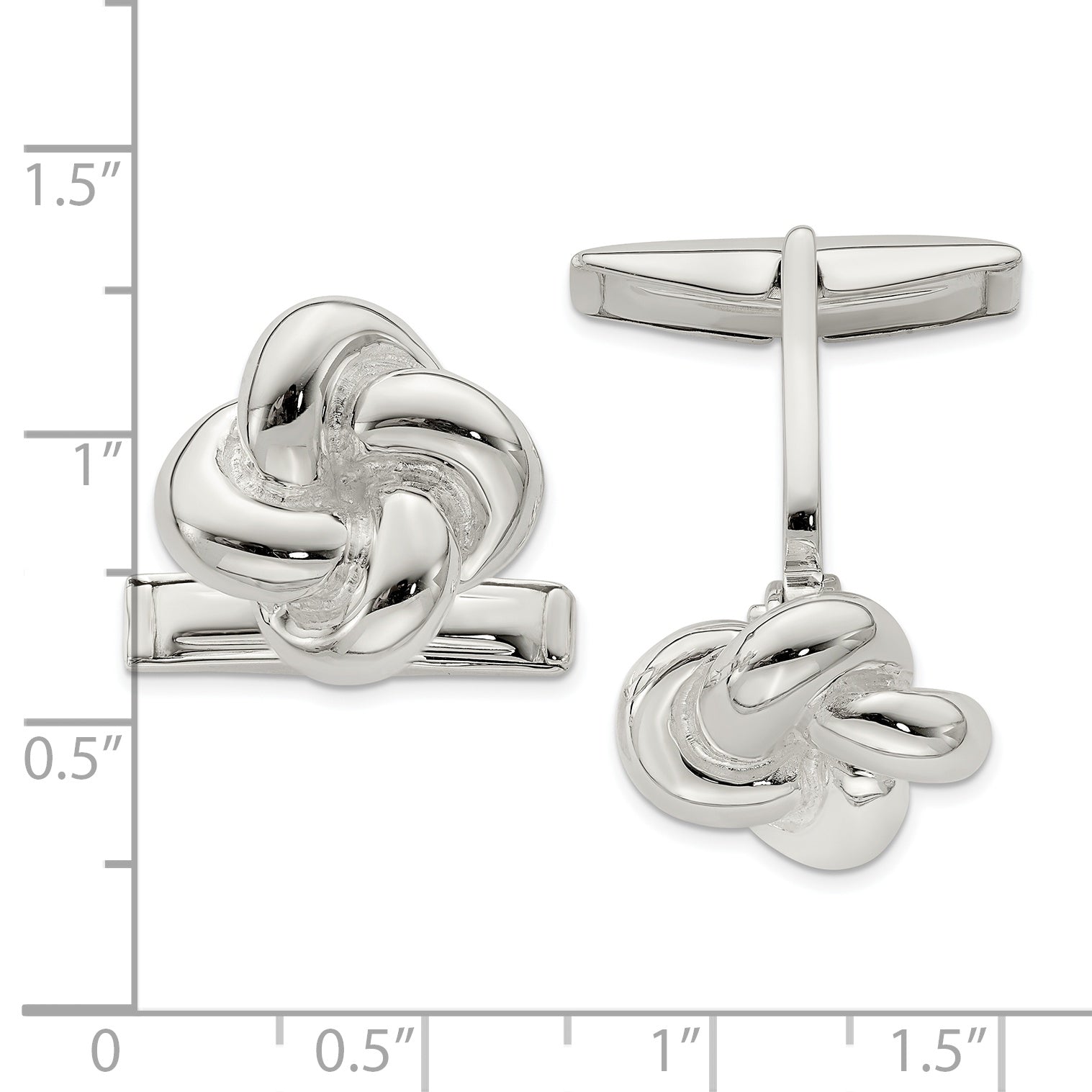 Polished Sterling Silver Knot Cuff Links Secondary image