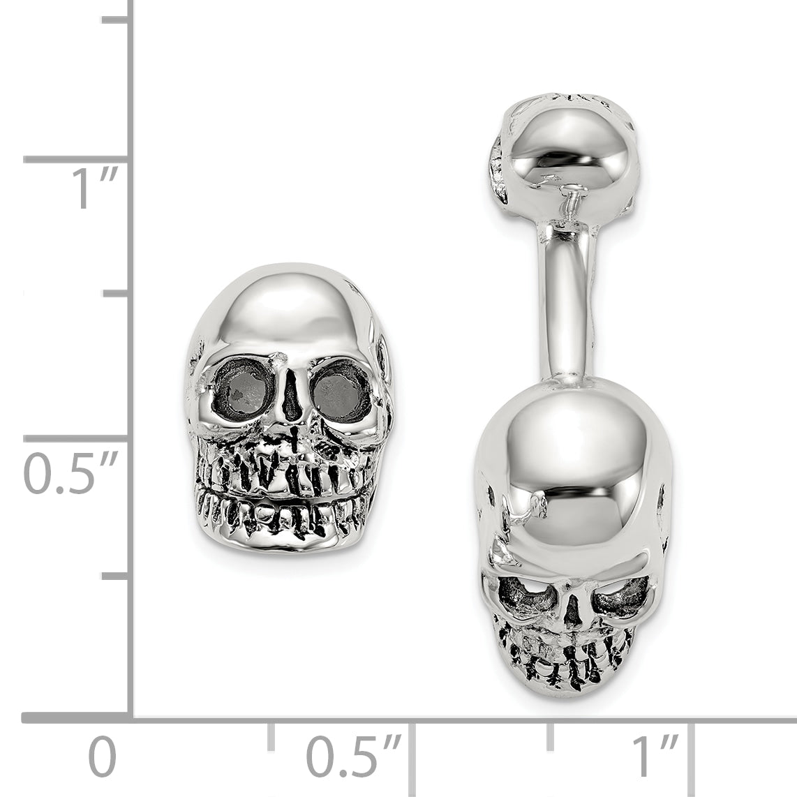 Sterling Silver 925 Skull Cuff Links with Antiqued Finish and Movable Design