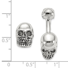 Sterling Silver 925 Skull Cuff Links with Antiqued Finish and Movable Design