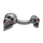 Sterling Silver 925 Skull Cuff Links with Crystals Polished Finish