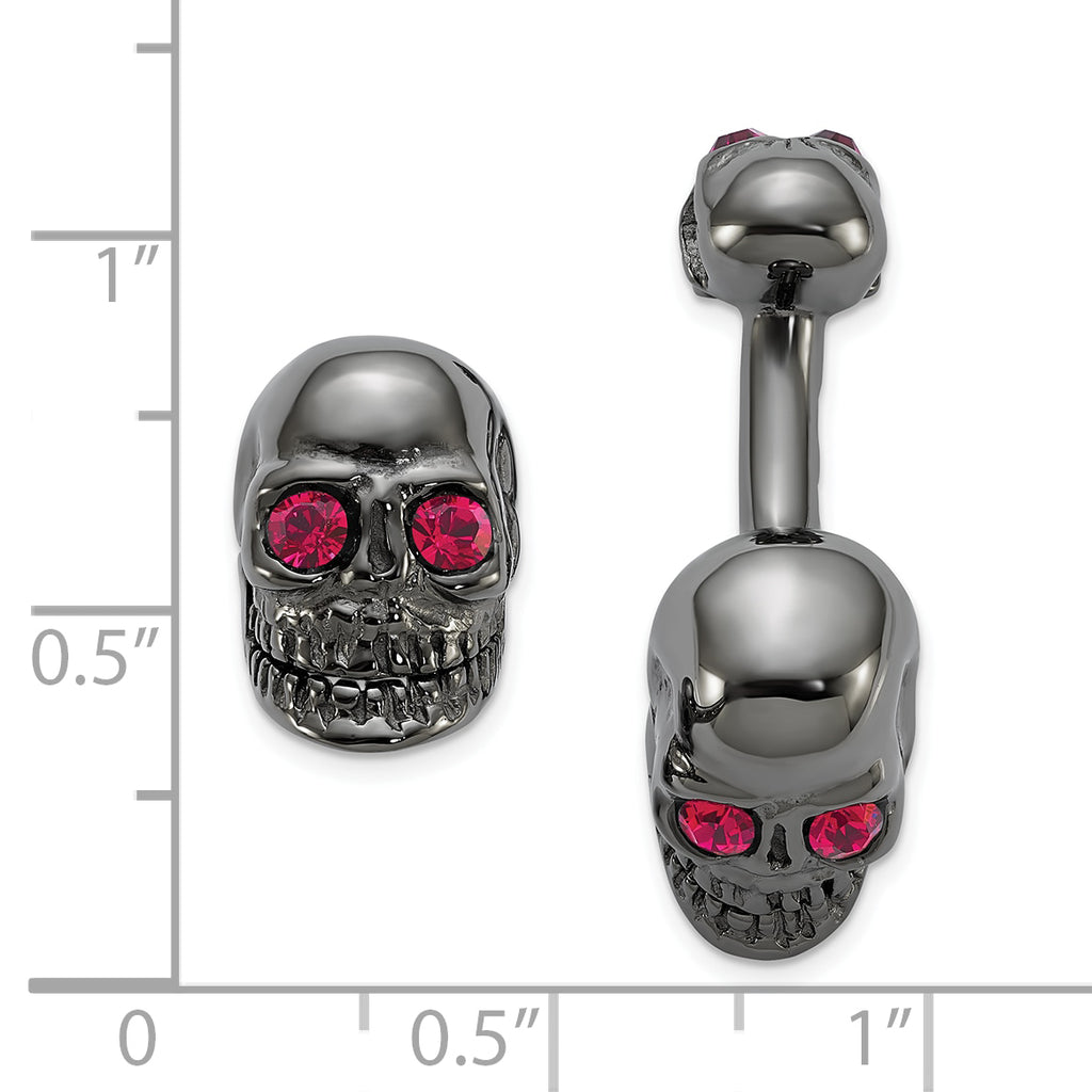Sterling Silver 925 Skull Cuff Links with Crystals Polished Finish