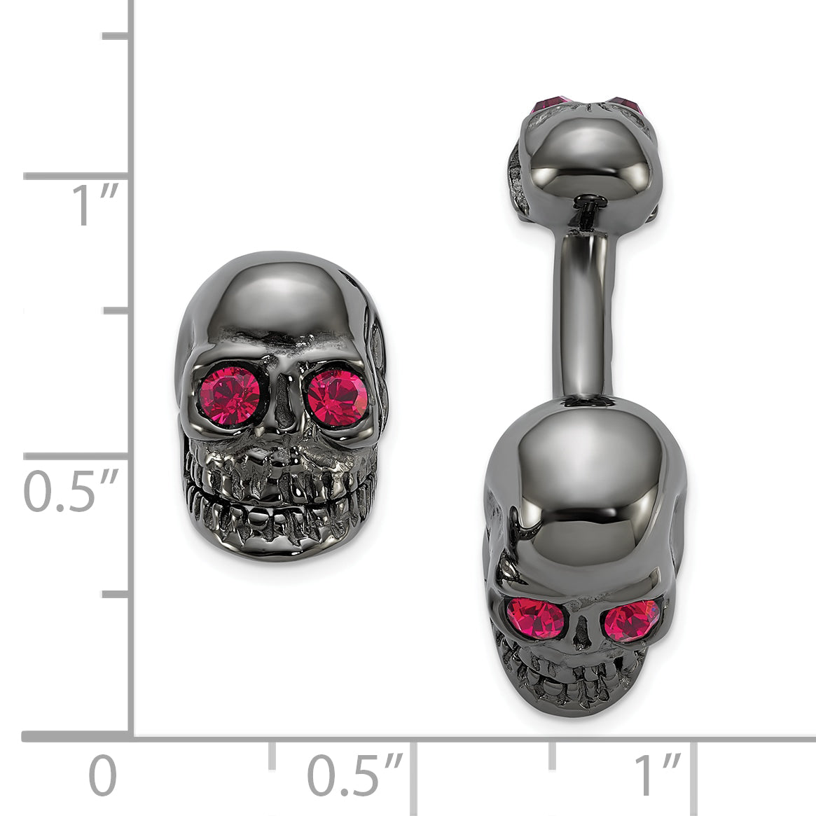 Sterling Silver 925 Skull Cuff Links with Crystals Polished Finish