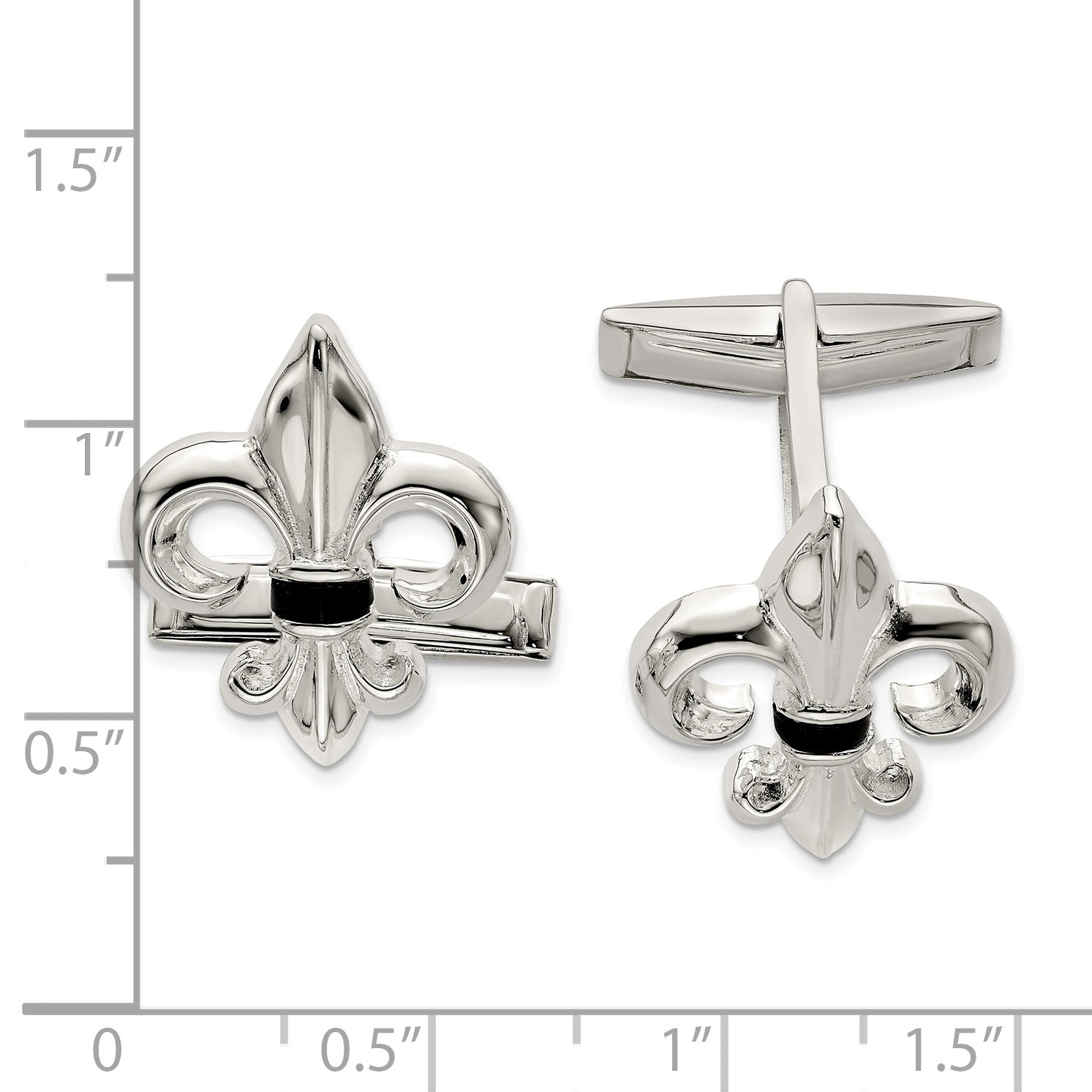 Sterling Silver Fleur-de-Lis Onyx Cuff Links Secondary image