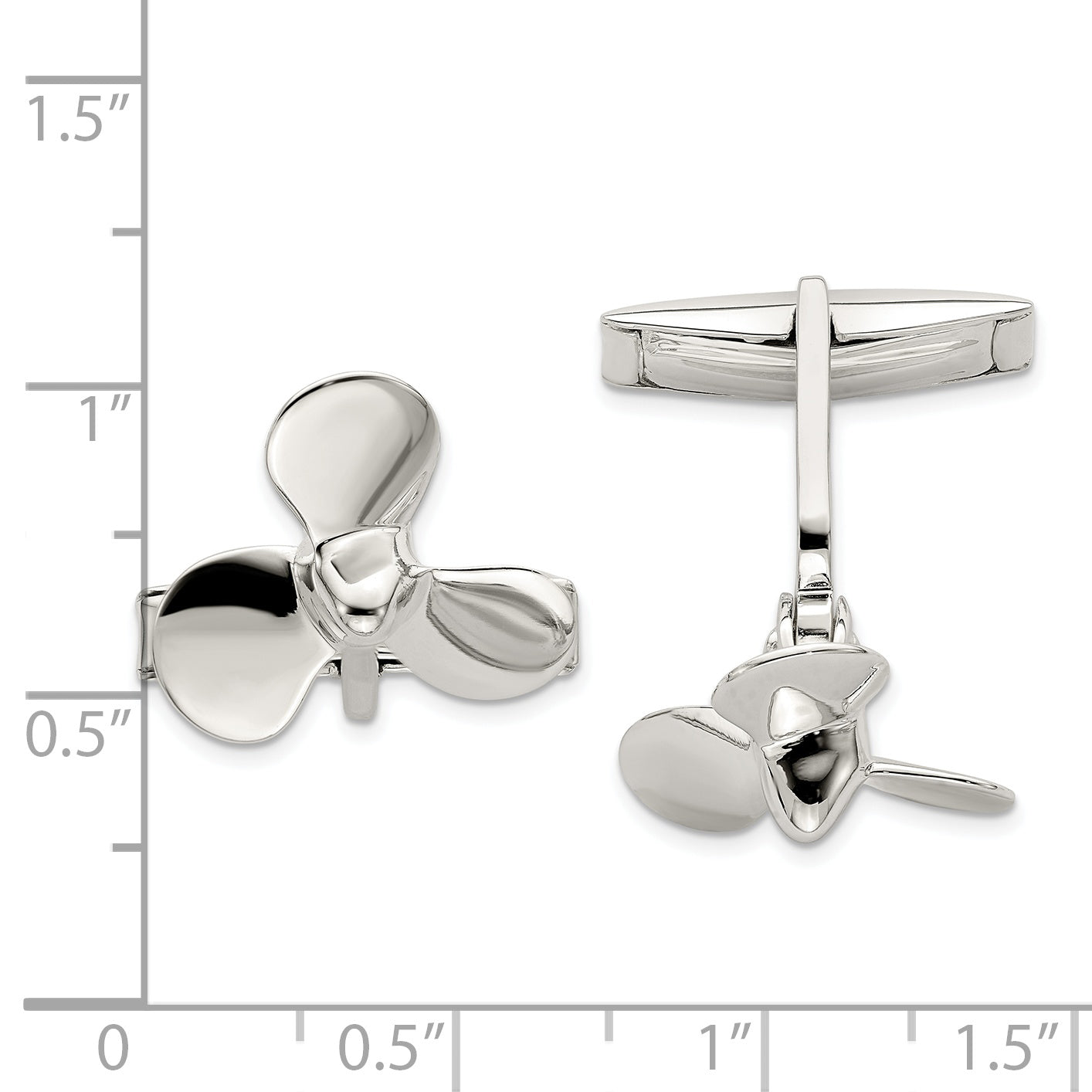 Polished Sterling Silver Propeller Cuff Links Secondary image