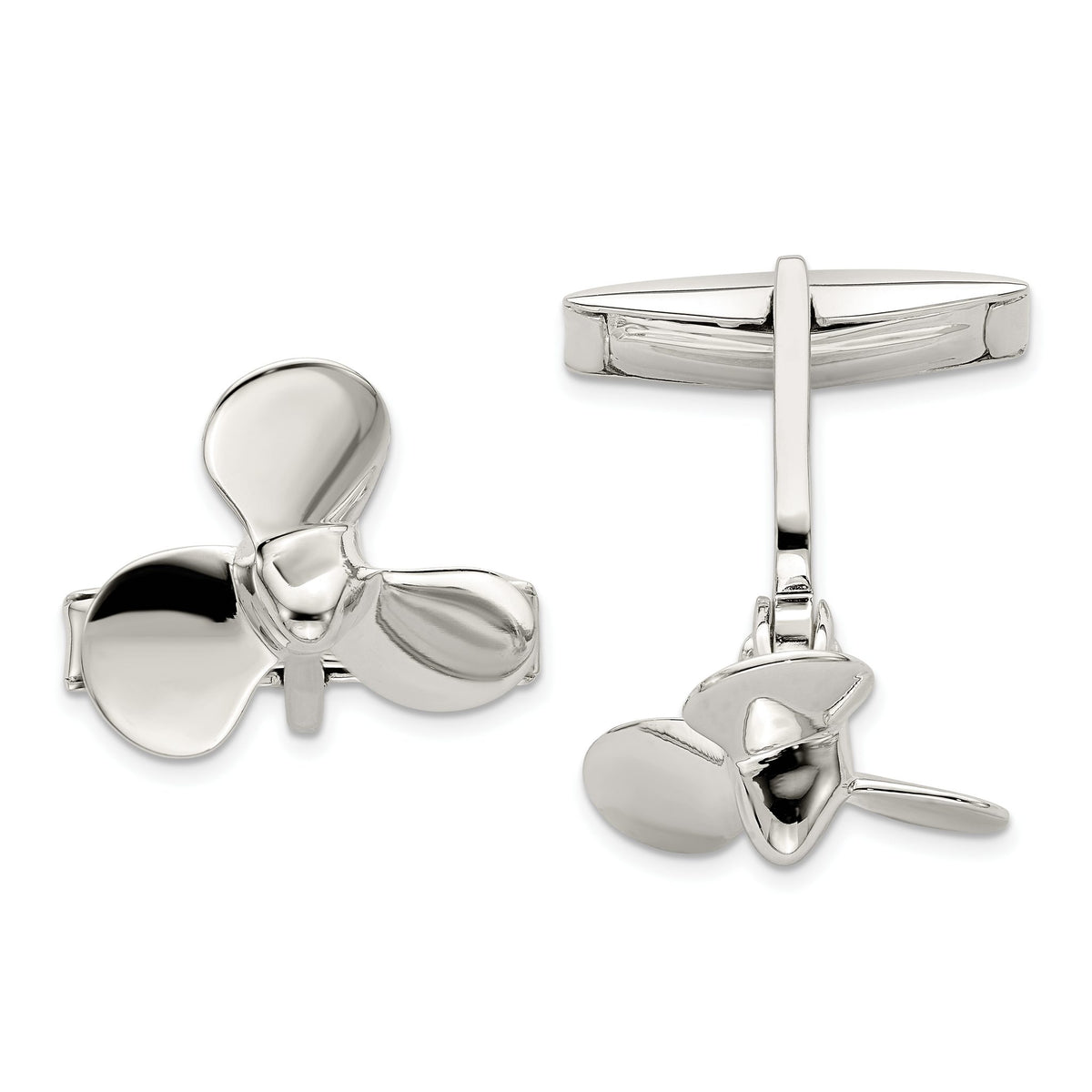 Men's Propeller Cuff Links in Sterling Silver - Sophia Jewelers Main image