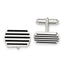 Sterling Silver Black 5 Stripe Enamel Cuff Link