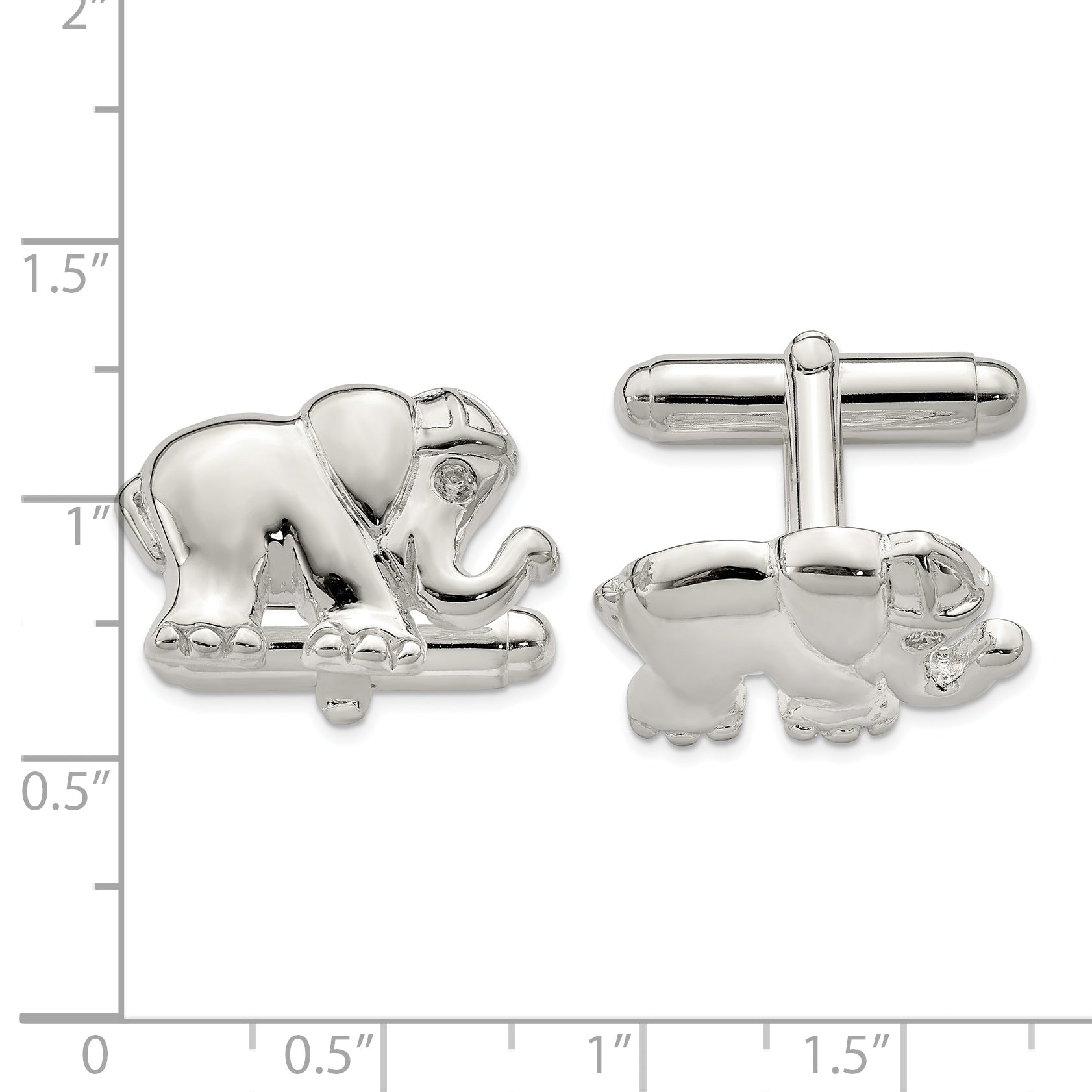 Sterling Silver CZ Elephant Cuff Links Secondary image