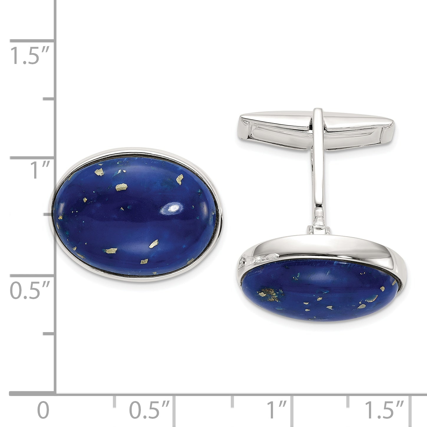 Sterling Silver Cabochon Lapis Cuff Links