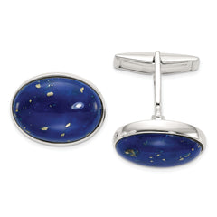 Sterling Silver Cabochon Lapis Cuff Links