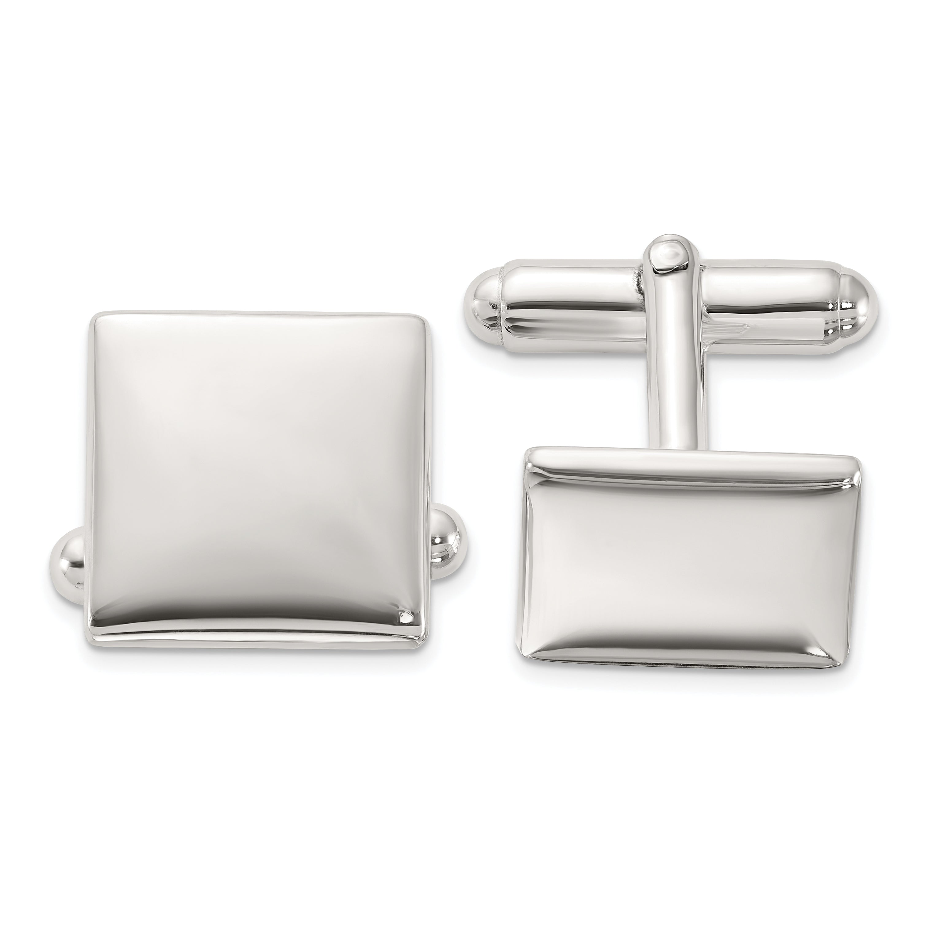 Sterling Silver Rhodium-plated Polished Square Cuff Links