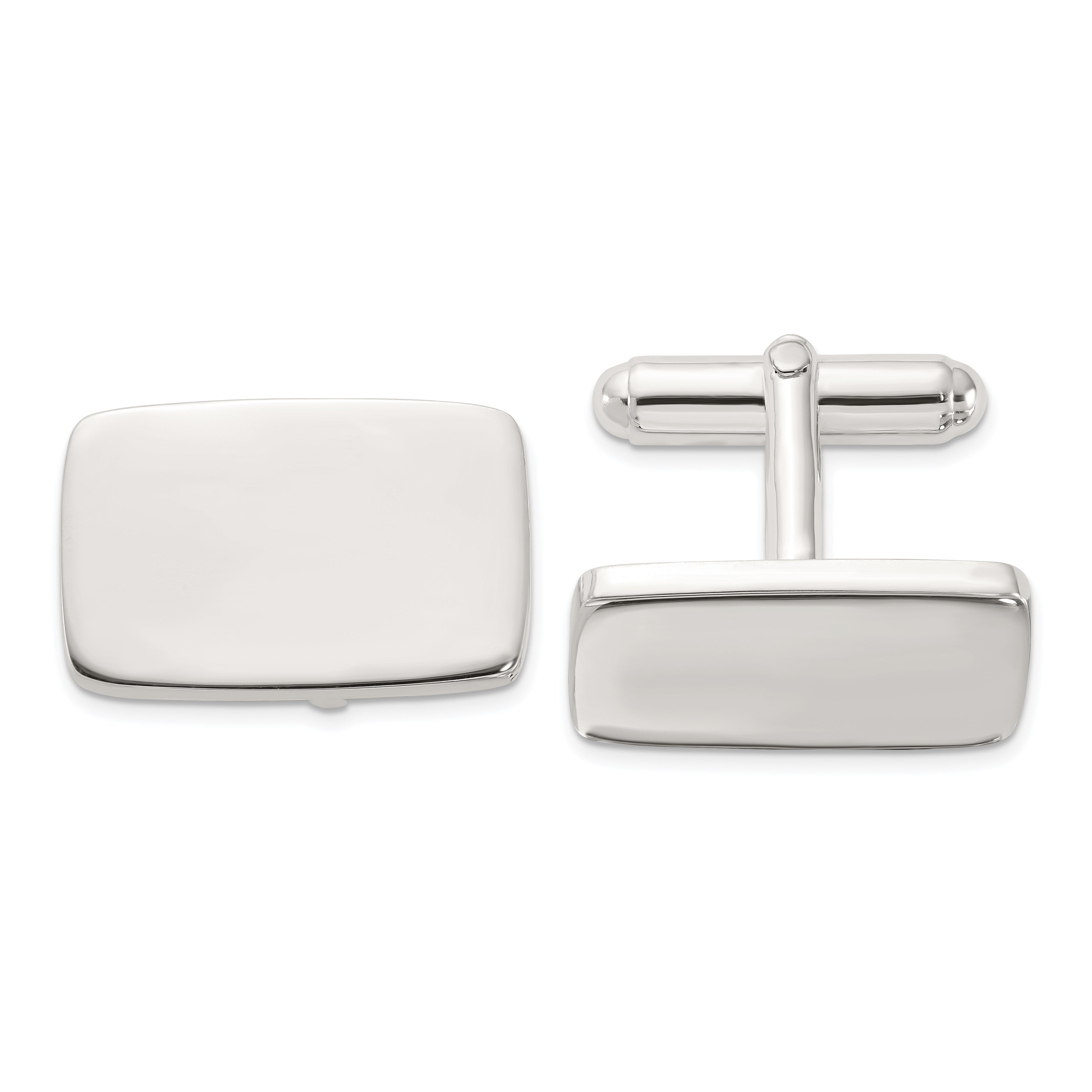 Sterling Silver Rhodium-plated Polished Rectangle Cuff Links
