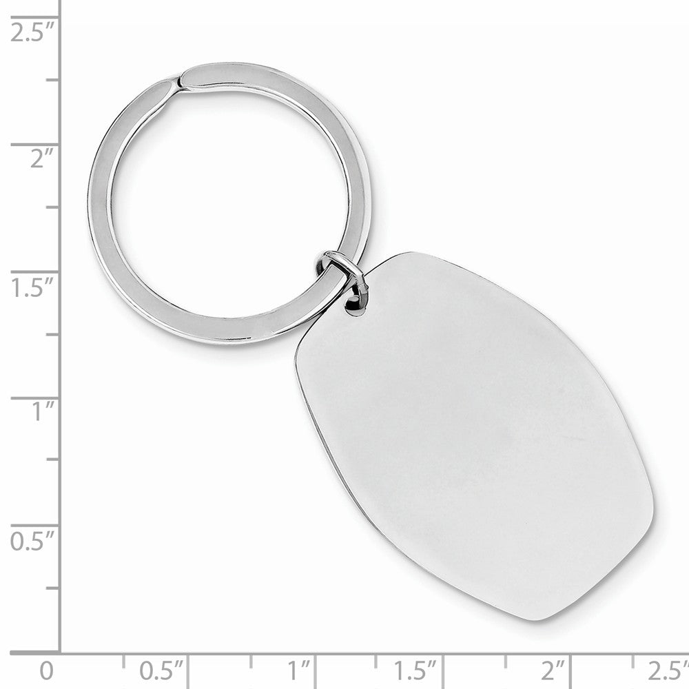 Sophia Jewelers Men's Polished Sterling Silver Key Chain with Rhodium Plating and Engravable Charm Secondary image