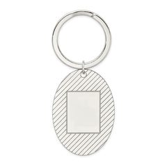 Men's Sterling Silver Polished Key Chain with Engravable Rhodium Finish