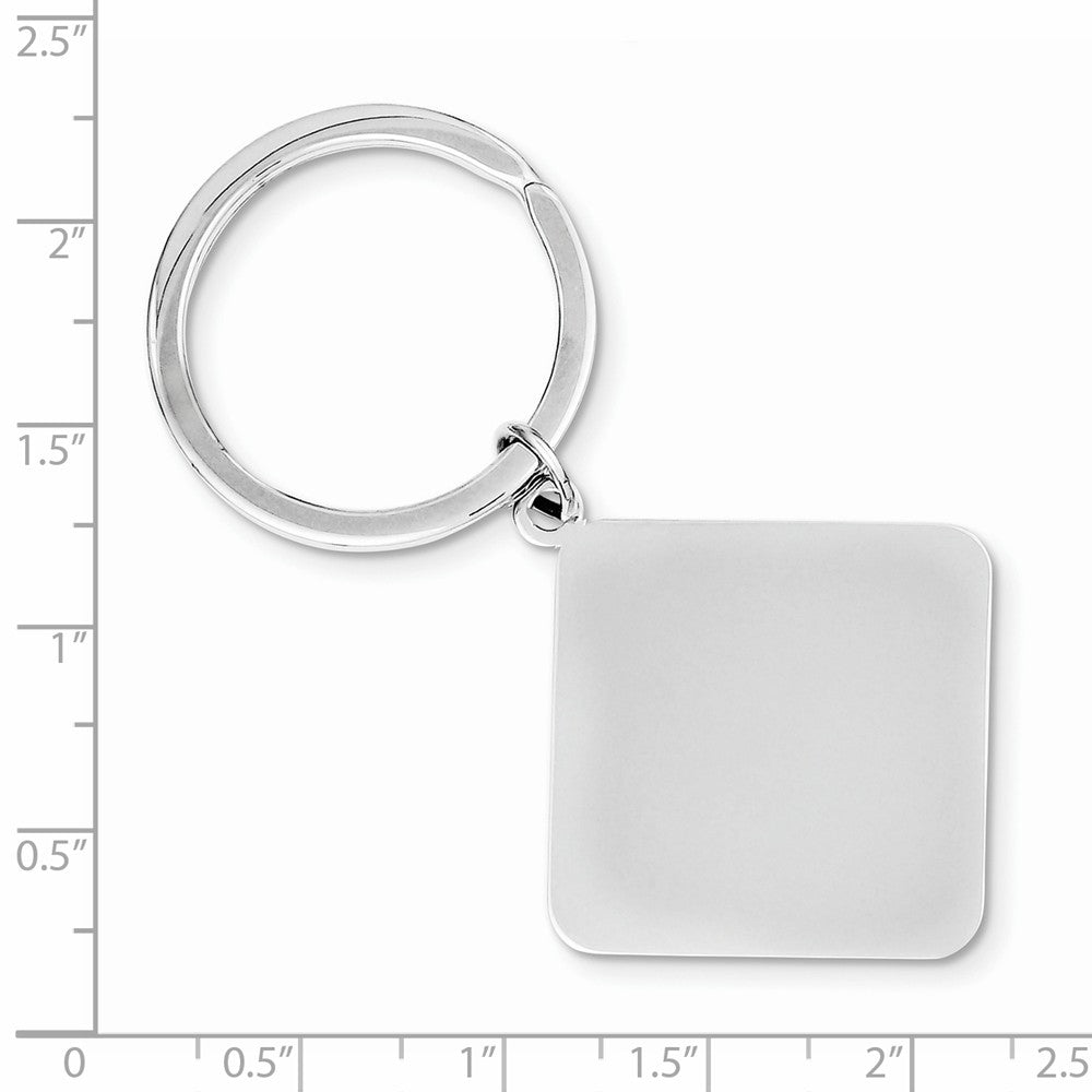 Sterling Silver 925 Men's Key Chain with Polished Engravable Charm Secondary image