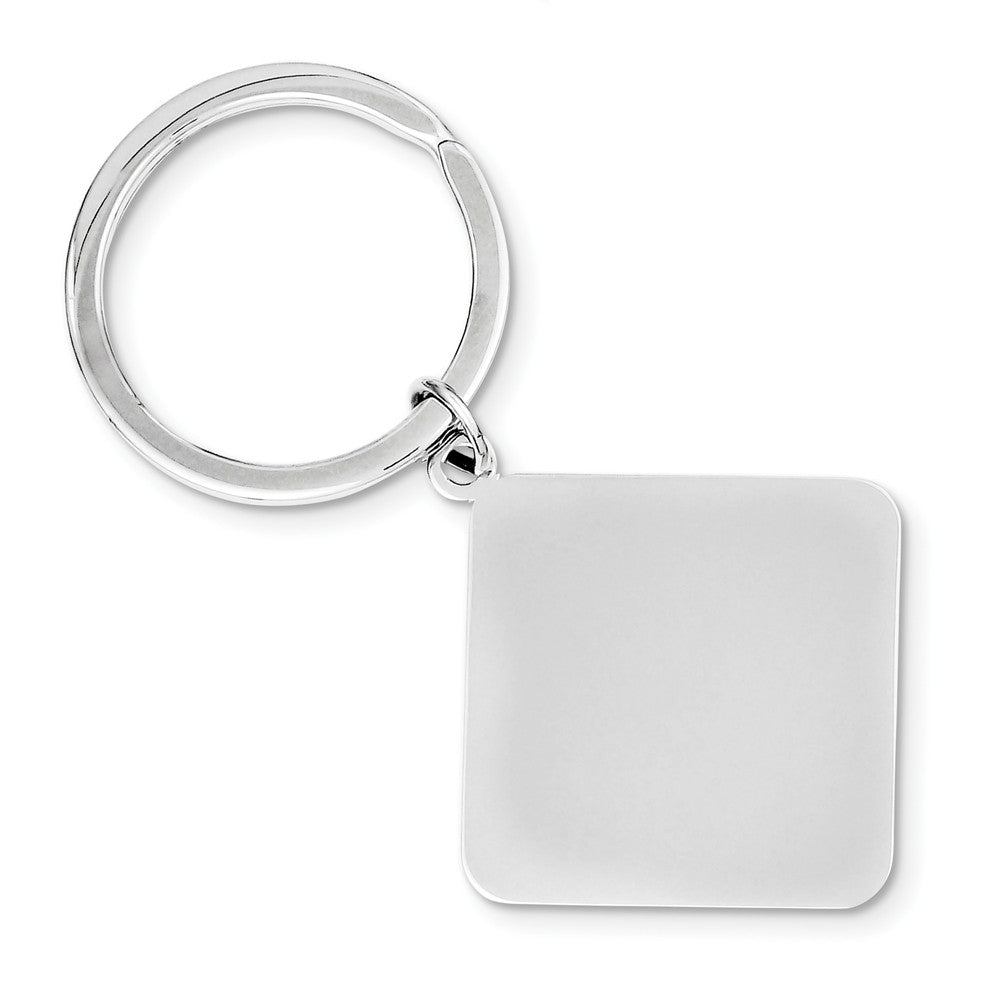 Sterling Silver 925 Men's Key Chain with Polished Engravable Charm