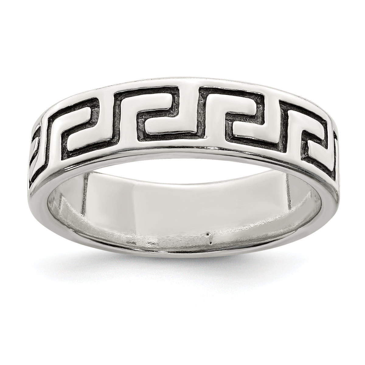 Sterling Silver Antiqued Greek Key Ring