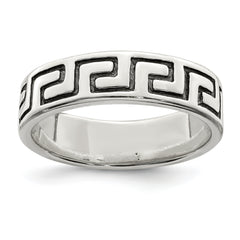 Sterling Silver Antiqued Greek Key Ring