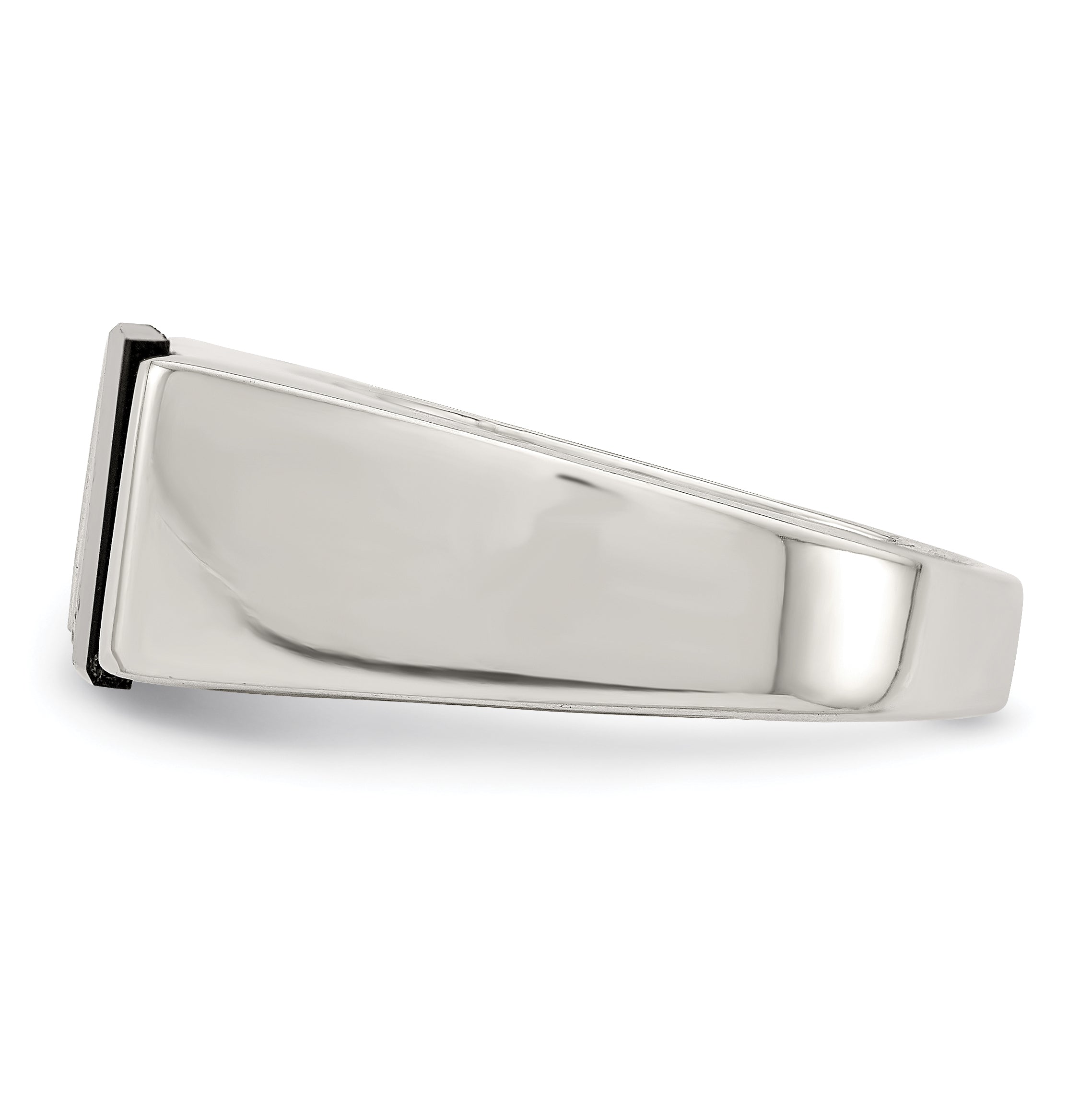 Sterling Silver Rhodium-plated Men's CZ and Onyx Ring - 9