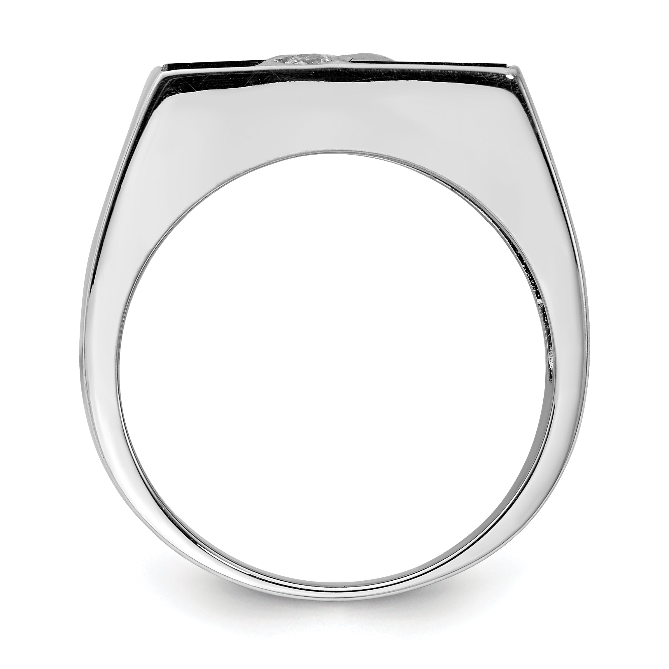 Sterling Silver Rhodium-plated Men's CZ and Onyx Ring - 9