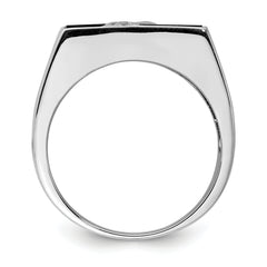 Sterling Silver Rhodium-plated Men's CZ and Onyx Ring - 9