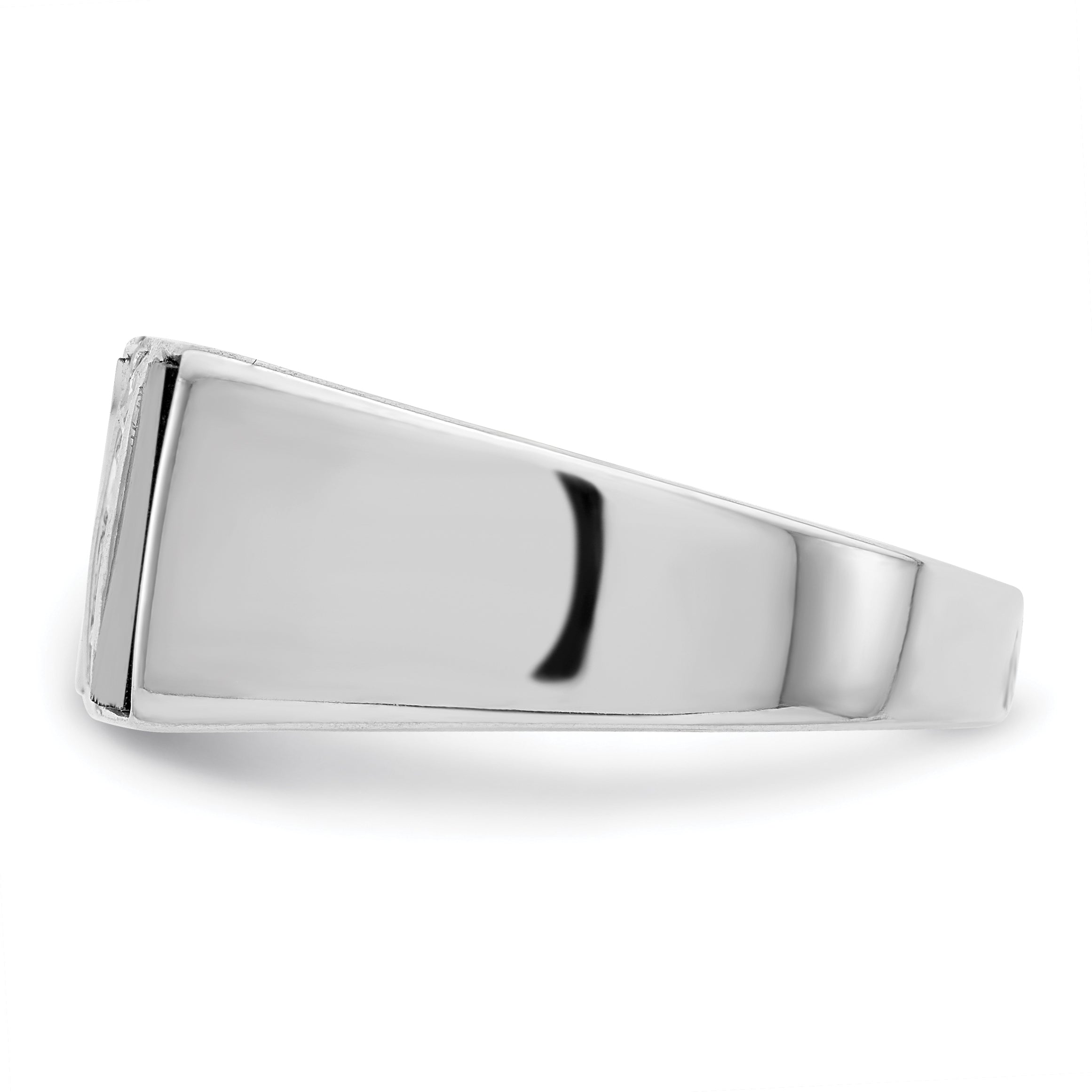Sterling Silver Rhodium-plated Men's CZ and Onyx Ring - 9