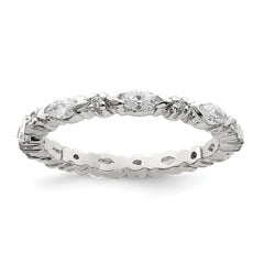 Sterling Silver Rhodium-plated CZ Band