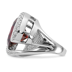 Sterling Silver Polished Red & Clear CZ Ring