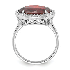 Sterling Silver Polished Red & Clear CZ Circle Ring