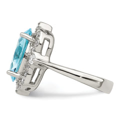 Sterling Silver Blue & Clear CZ Ring