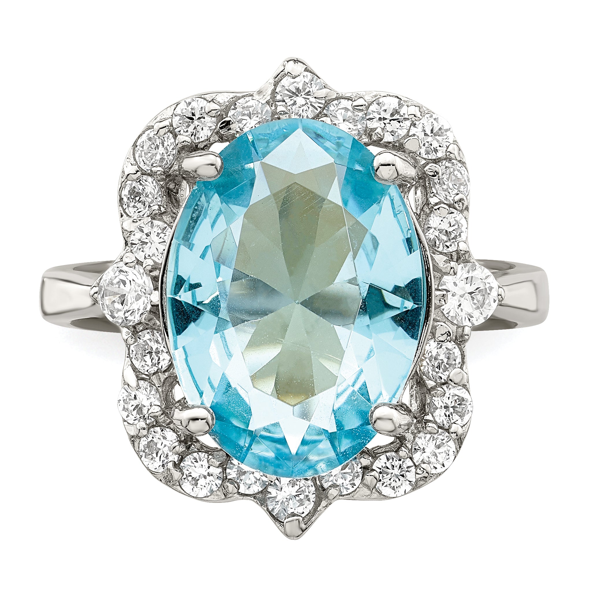 Sterling Silver Blue & Clear CZ Ring