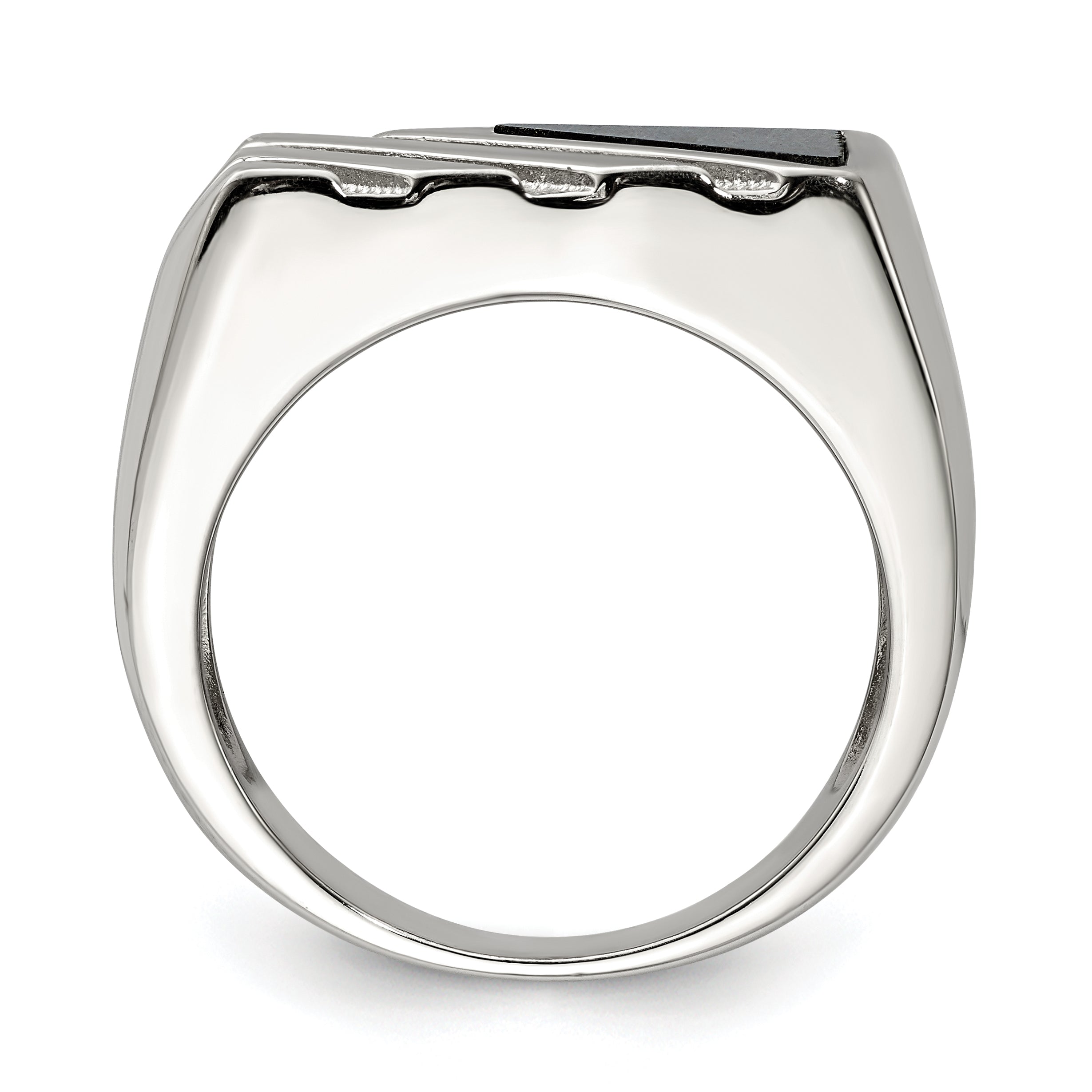 Sterling Silver Rhodium-plated Men's Onyx Ring Secondary image