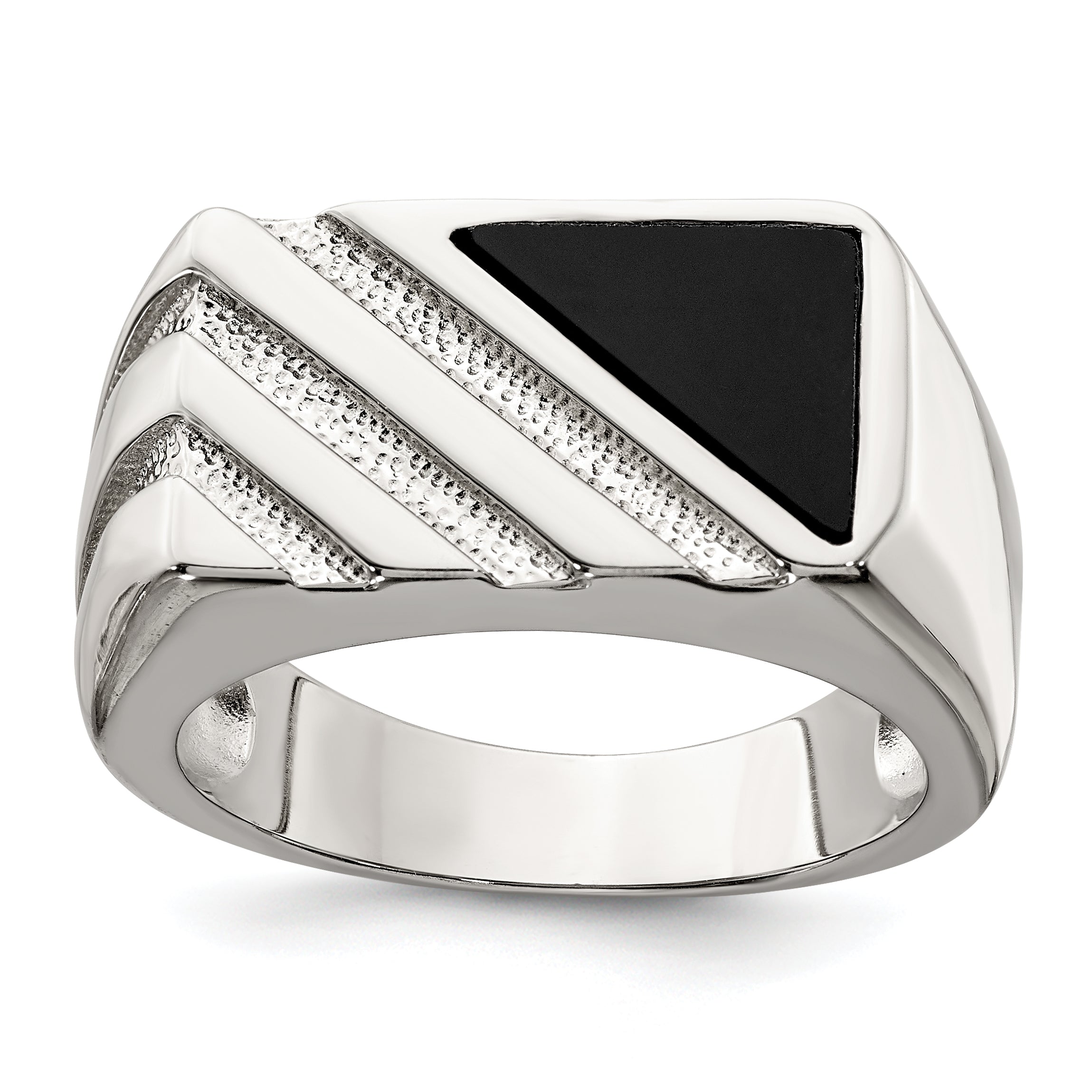 Sterling Silver Rhodium-plated Men's Onyx Ring Main image