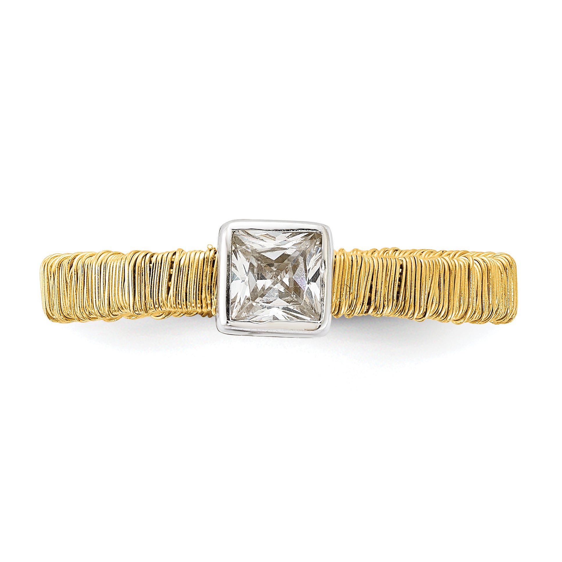 Sterling Silver With Gold-tone Vermeil Wire Wrapped CZ Ring