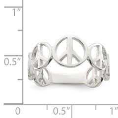 Sterling Silver Polished Peace Ring - 6