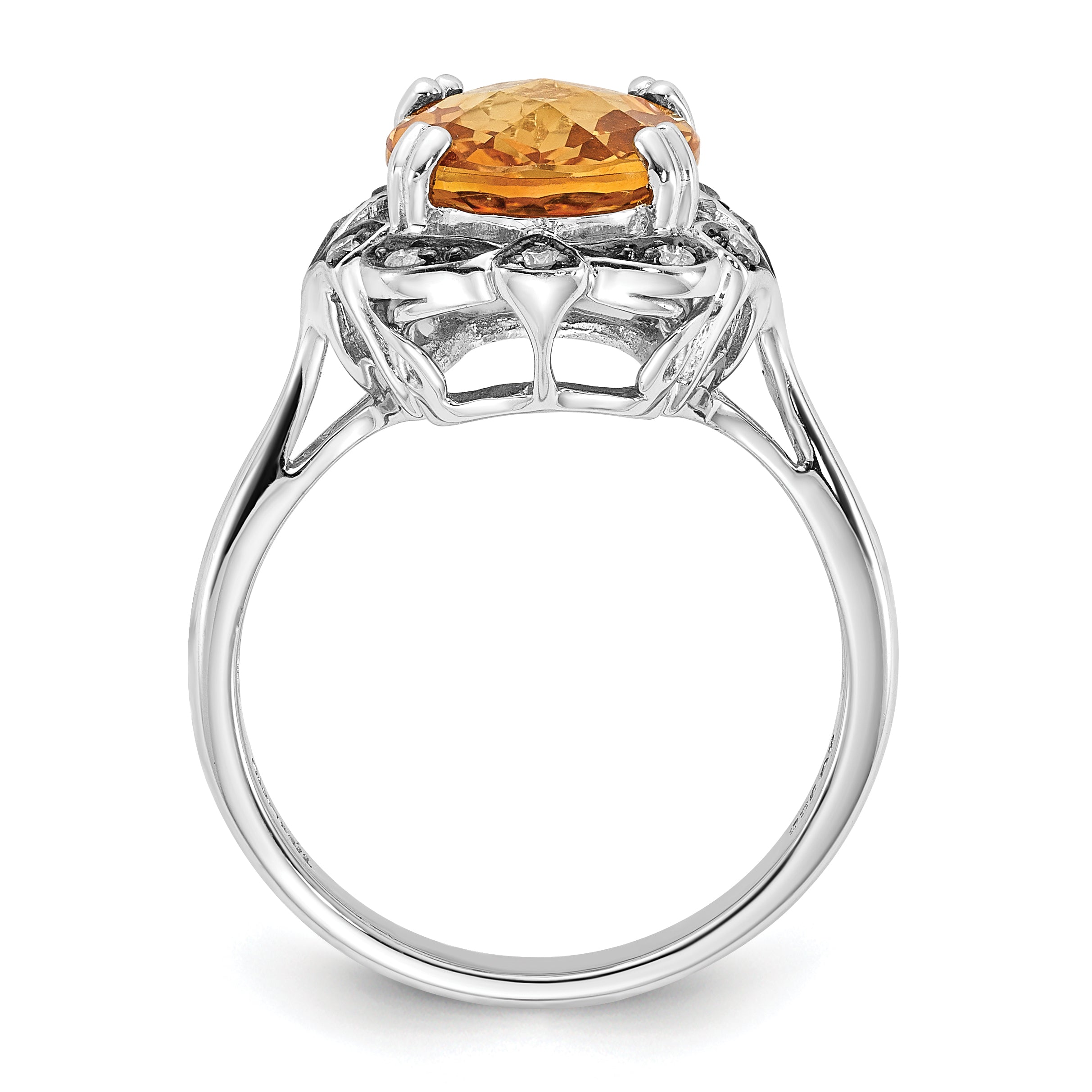 Sterling Silver Citrine & Diamond Oval Ring Secondary image