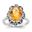 Sterling Silver Citrine & Diamond Oval Ring