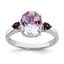 Sterling Silver Rhodium Pink Quartz & Rhodolite Garnet Ring