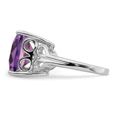Sterling Silver Rhodium-plated Amethyst Ring - 6