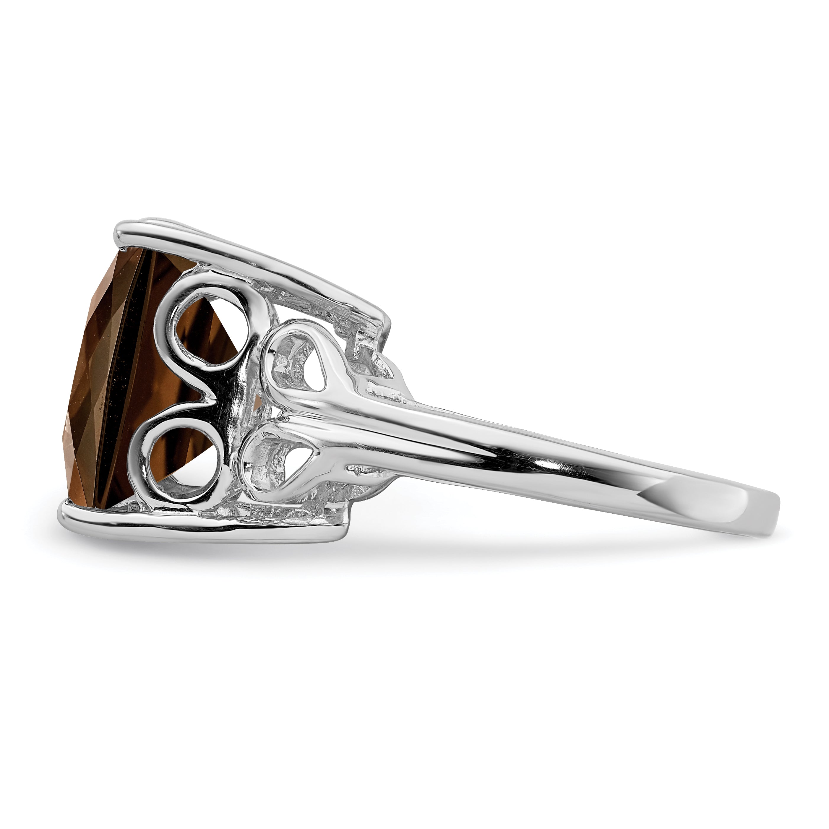 Sterling Silver Rhodium Smoky Quartz Ring