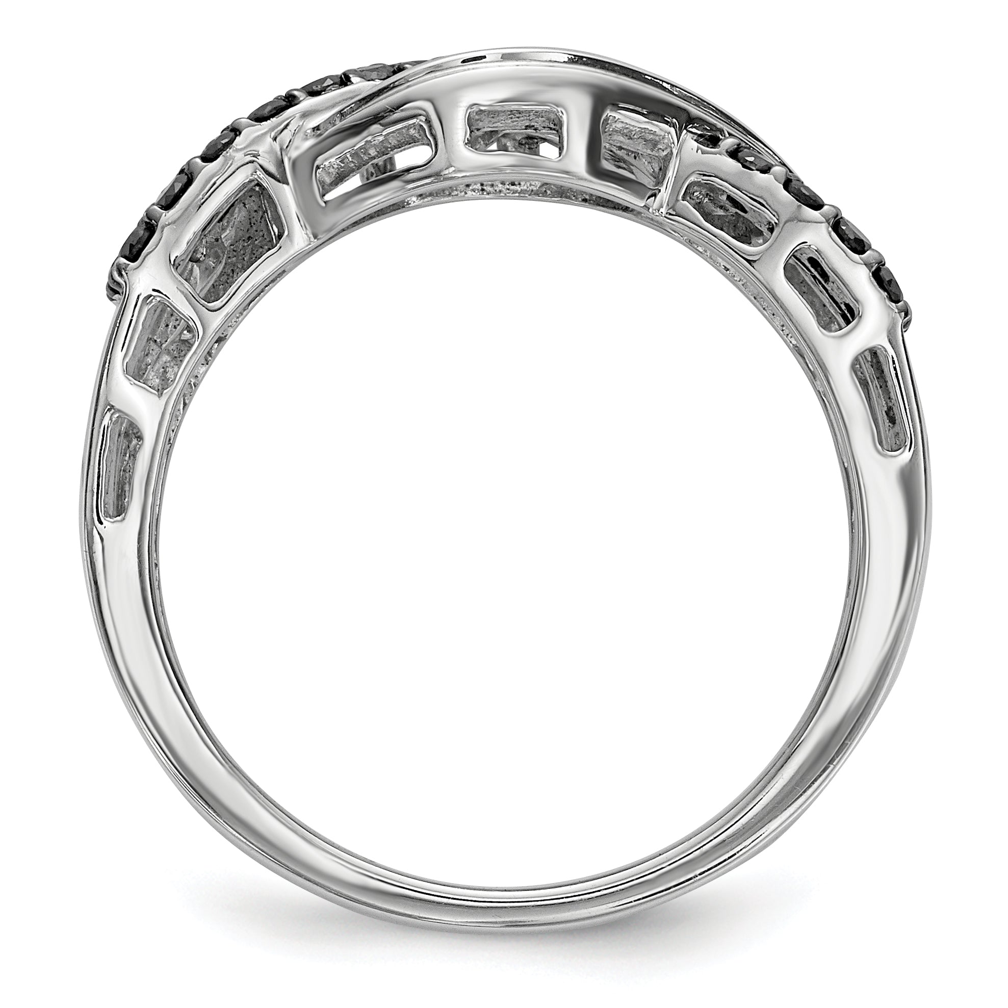 Sterling Silver Black and White Diamond Ring
