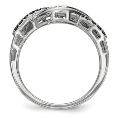Sterling Silver Black and White Diamond Ring