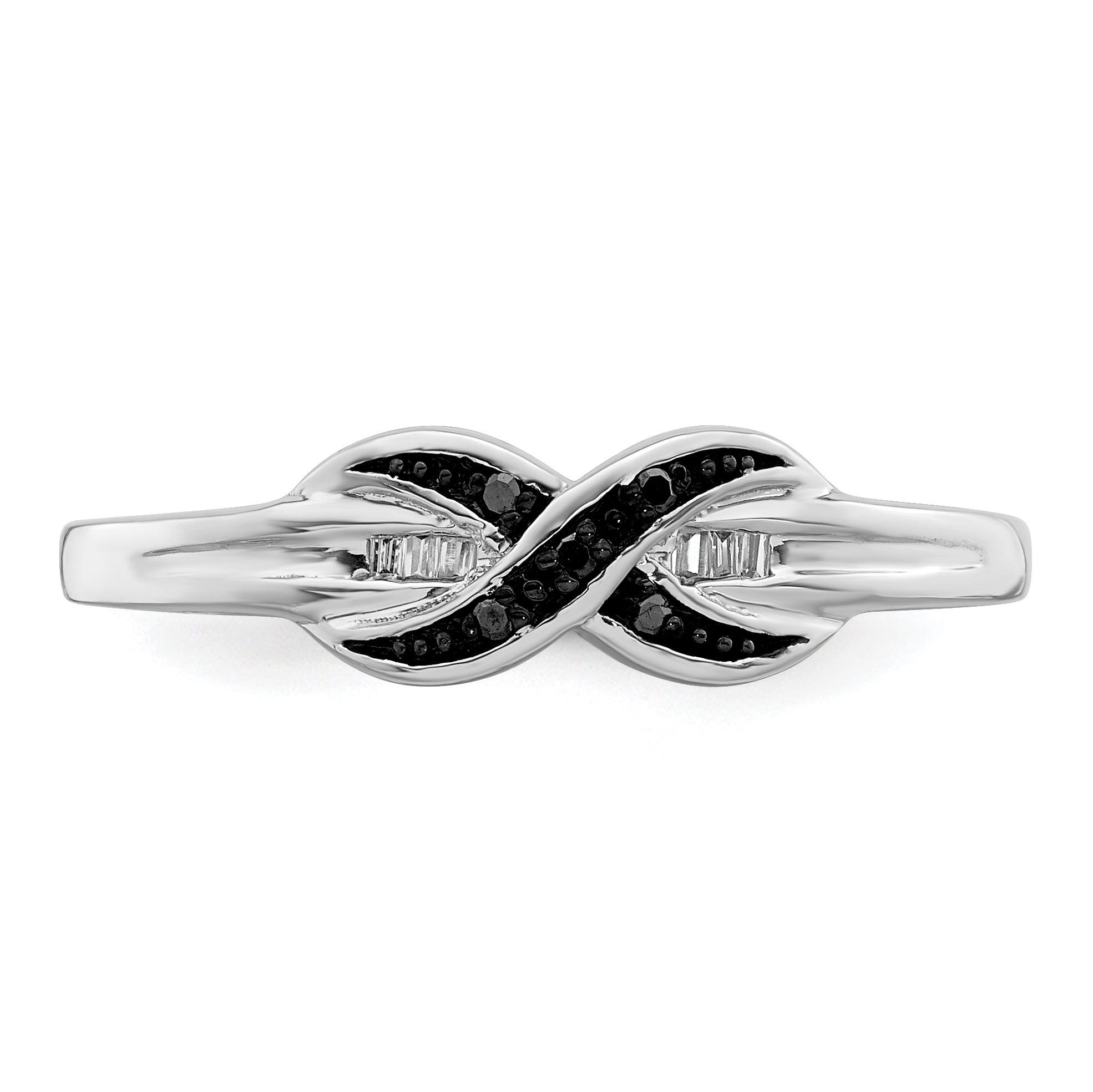 White Night Sterling Silver Rhodium-plated Black and White Diamond Ring