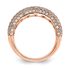 Sterling Silver Pav‚ Rose Gold-plated 113 Stone CZ Ring - 6