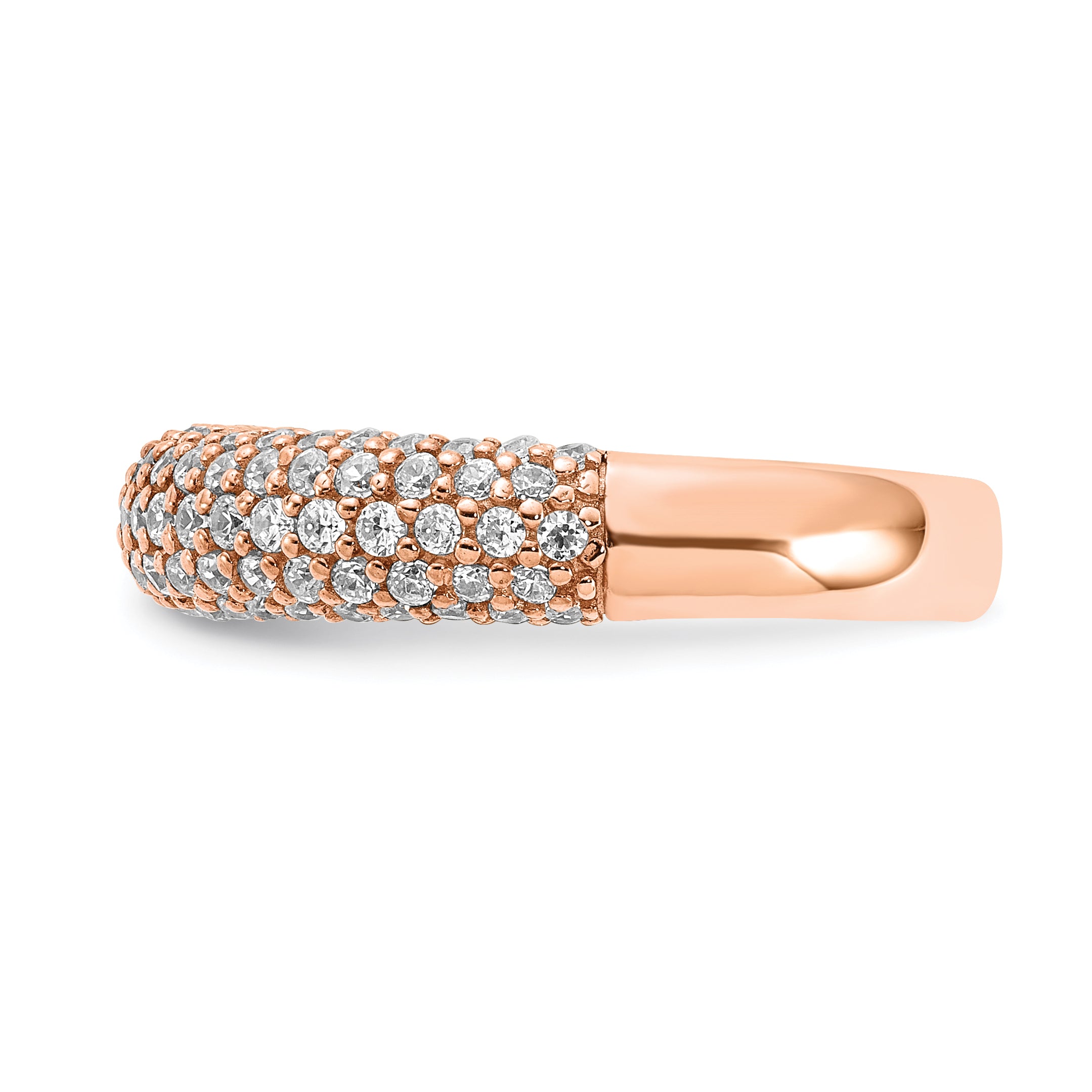 Sterling Silver Pav‚ Rose Gold-plated 113 Stone CZ Ring - 6