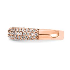 Sterling Silver Pav‚ Rose Gold-plated 113 Stone CZ Ring - 6